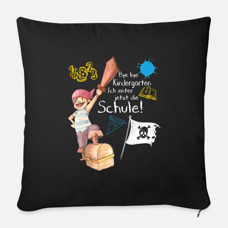 Pirat: Ich enter jetzt die Schule - Erste Klasse - Sofakissenbezug 45 x 45 cm - Schwarz
