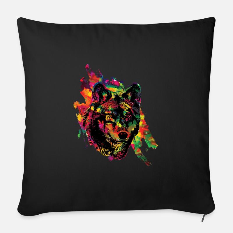 Wolf - Sofakissenbezug 45 x 45 cm - Schwarz