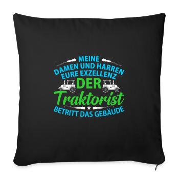 Farmer Tracktor Landwirtschaft Geschenk Spruch Bäu - Sofakissenbezug 45 x 45 cm - Schwarz - Vorne