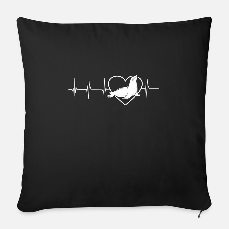 Robben Robbe Wasser Meer Süß Geschenk - Sofakissenbezug 45 x 45 cm - Schwarz