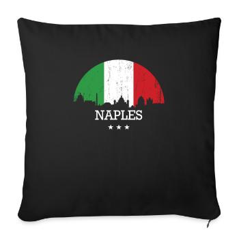 Naples Italy - Sofa pillowcase 17,3'' x 17,3'' (45 x 45 cm) - black - Front