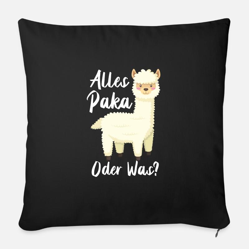 Alpaka Lama Geschenk - Sofakissenbezug 45 x 45 cm - Schwarz