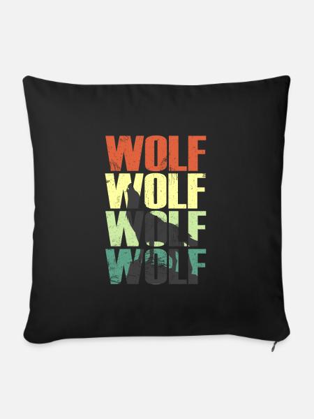 Wolf Wlfe Wolfsrudel Geschenk - Sofakissenbezug 45 x 45 cm - Schwarz