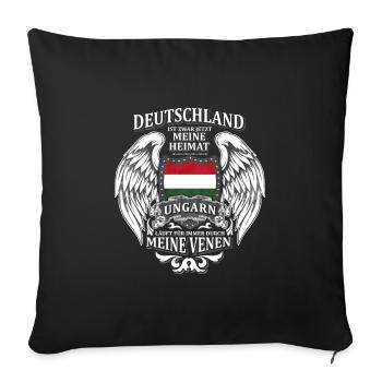 Ungarn - Sofakissenbezug 45 x 45 cm - Schwarz - Vorne