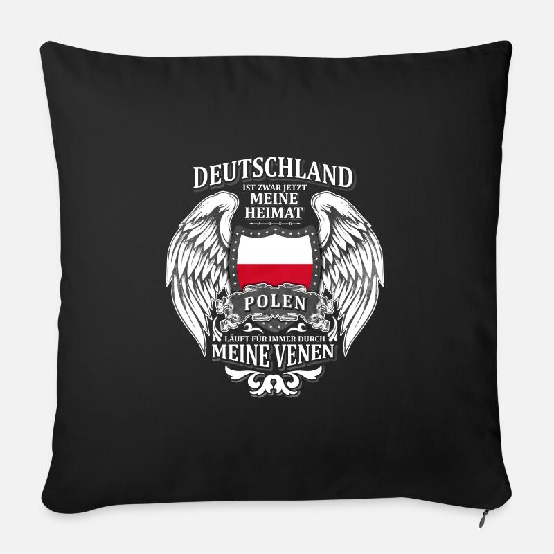 Polen - Sofakissenbezug 45 x 45 cm - Schwarz