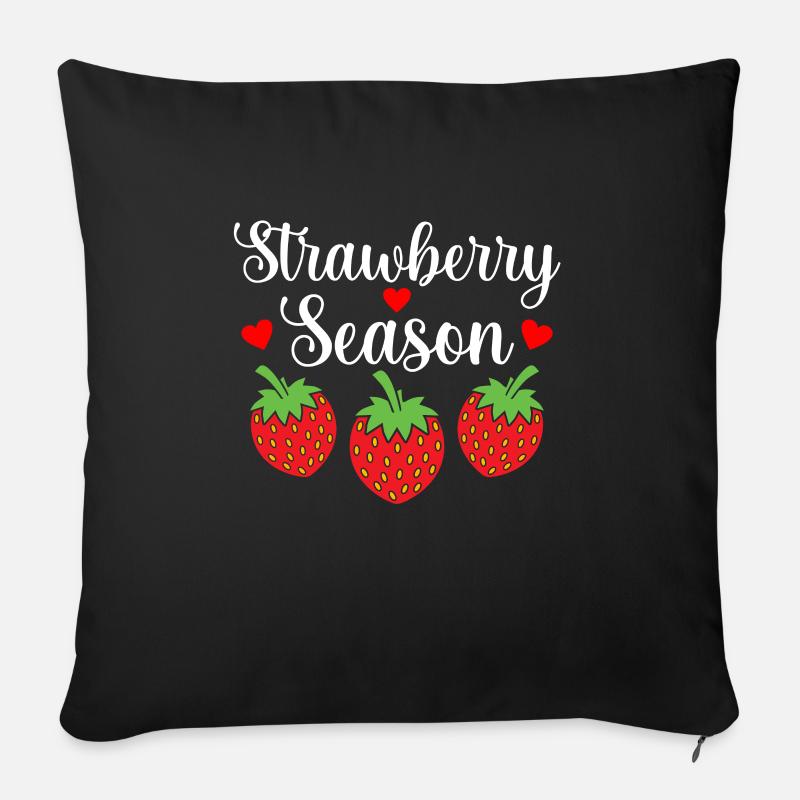 Erdbeere - Sofakissenbezug 45 x 45 cm - Schwarz