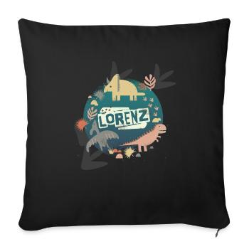 FELIX - Beautiful boy name with cute dinosaurs - Sofa pillowcase 17,3'' x 17,3'' (45 x 45 cm) - black - Front