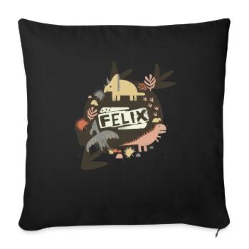 FELIX - Beautiful boy name with cute dinosaurs - Sofa pillowcase 17,3'' x 17,3'' (45 x 45 cm) - black - Front