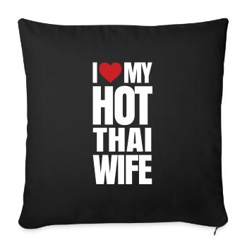 Thai Wife Gift - Sofa pillowcase 17,3'' x 17,3'' (45 x 45 cm) - black - Front