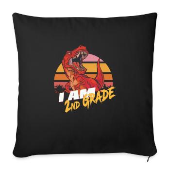 Je suis 2e année, deuxième année - T-REX - Housse de coussin décorative 45 x 45 cm - noir - Devant