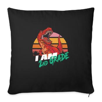 Je suis 2e année, deuxième année - T-REX - Housse de coussin décorative 45 x 45 cm - noir - Devant