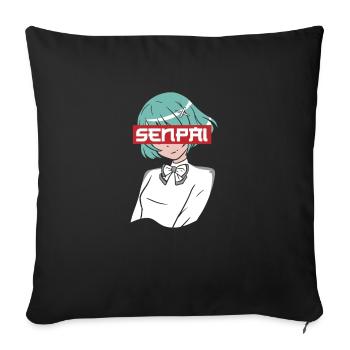 Un fan d’anime présente un cosplay de dessin animé japonais - Housse de coussin décorative 45 x 45 cm - noir - Devant