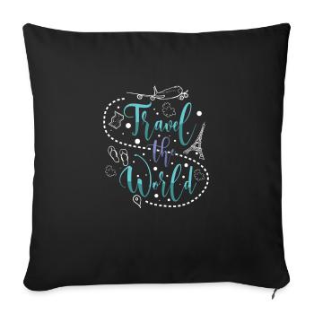 Voyage d’aventure Présent Amoureux de voyage - Housse de coussin décorative 45 x 45 cm - noir - Devant