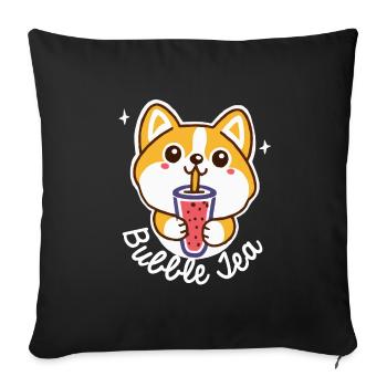 Corgi Bubble Tea Dog Cadeau Welsh Corgi - Housse de coussin décorative 45 x 45 cm - noir - Devant