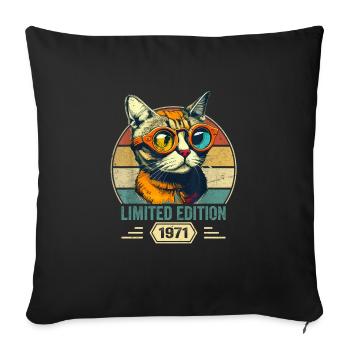 Génial depuis 1971 Cadeau d’anniversaire de chat - Housse de coussin décorative 45 x 45 cm - noir - Devant