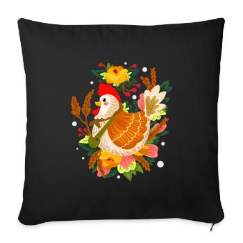 Mother chicken hatches eggs from chicken farming - Sofa pillowcase 17,3'' x 17,3'' (45 x 45 cm) - black - Front