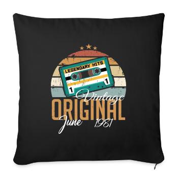 Original juin 1981 né millésime 1981 Rétro - Housse de coussin décorative 45 x 45 cm - noir - Devant