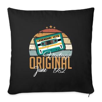 Original juin 1982 né millésime 1982 Rétro - Housse de coussin décorative 45 x 45 cm - noir - Devant