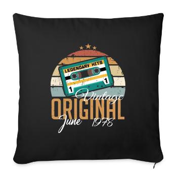 Original June 1978 Born Born 1978 Retro - Sofa pillowcase 17,3'' x 17,3'' (45 x 45 cm) - black - Front