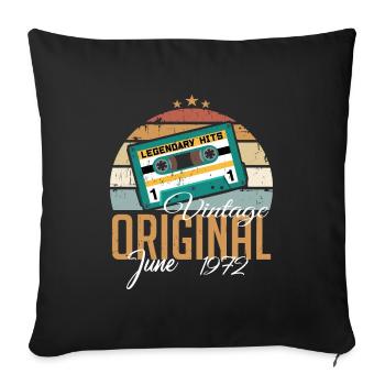 Original juin 1972 né millésime 1972 Rétro - Housse de coussin décorative 45 x 45 cm - noir - Devant