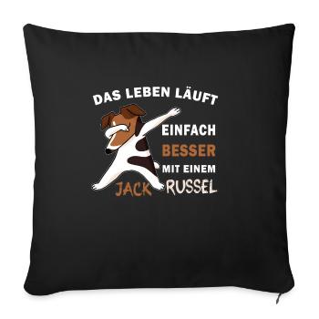 Leben Besser mit Jack Russel Hund Dubbing - Sofakissenbezug 45 x 45 cm - Schwarz - Vorne