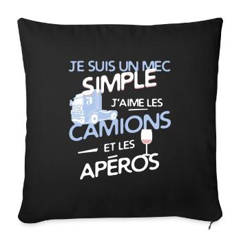 Routier - un mec simple - Housse de coussin décorative 45 x 45 cm - noir - Devant