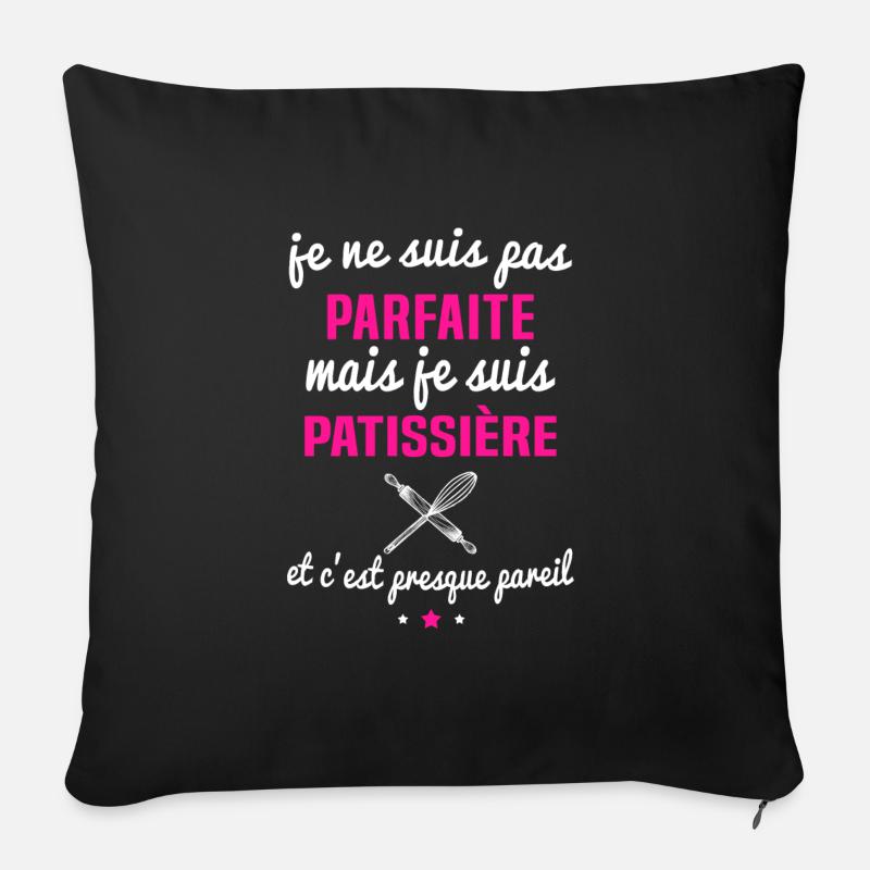 Pas parfaite mais pâtissière - Housse de coussin décorative 45 x 45 cm - noir