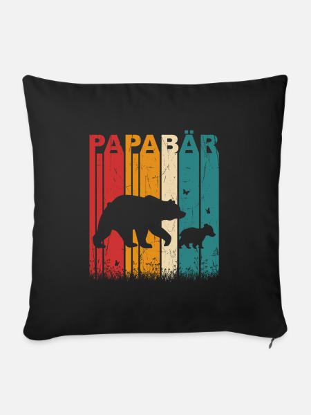 Papabär Papa bär Vatertag Retro Vintage Tiere - Sofakissenbezug 45 x 45 cm - Schwarz