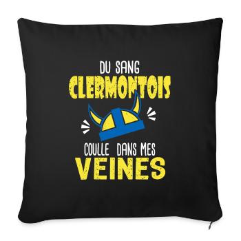 Rugby sang Clermontois supporters clermont Rugby - Housse de coussin décorative 45 x 45 cm - noir - Devant