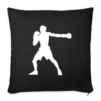 Boxer silhouette, vivid boxing design - Sofa pillowcase 17,3'' x 17,3'' (45 x 45 cm) - black - Front