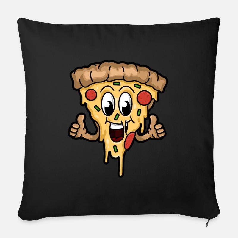 Happy Pizza Slice - Sofakissenbezug 45 x 45 cm - Schwarz