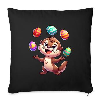 Oster Otter Jongliert Ostereier, - Sofakissenbezug 45 x 45 cm - Schwarz - Vorne