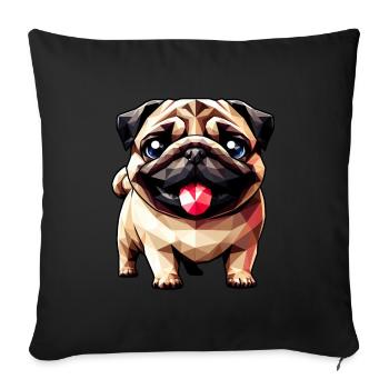 Carlin géométrique : Oeuvre de polygone - Housse de coussin décorative 45 x 45 cm - noir - Devant
