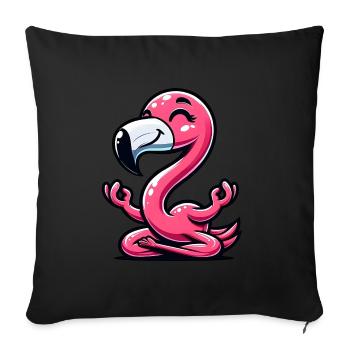 Flamingo Yoga Meditation Relaxation - Sofa pillowcase 17,3'' x 17,3'' (45 x 45 cm) - black - Front