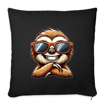 Cool paresseux lunettes de soleil d’été dessin animé Animal - Housse de coussin décorative 45 x 45 cm - noir - Devant