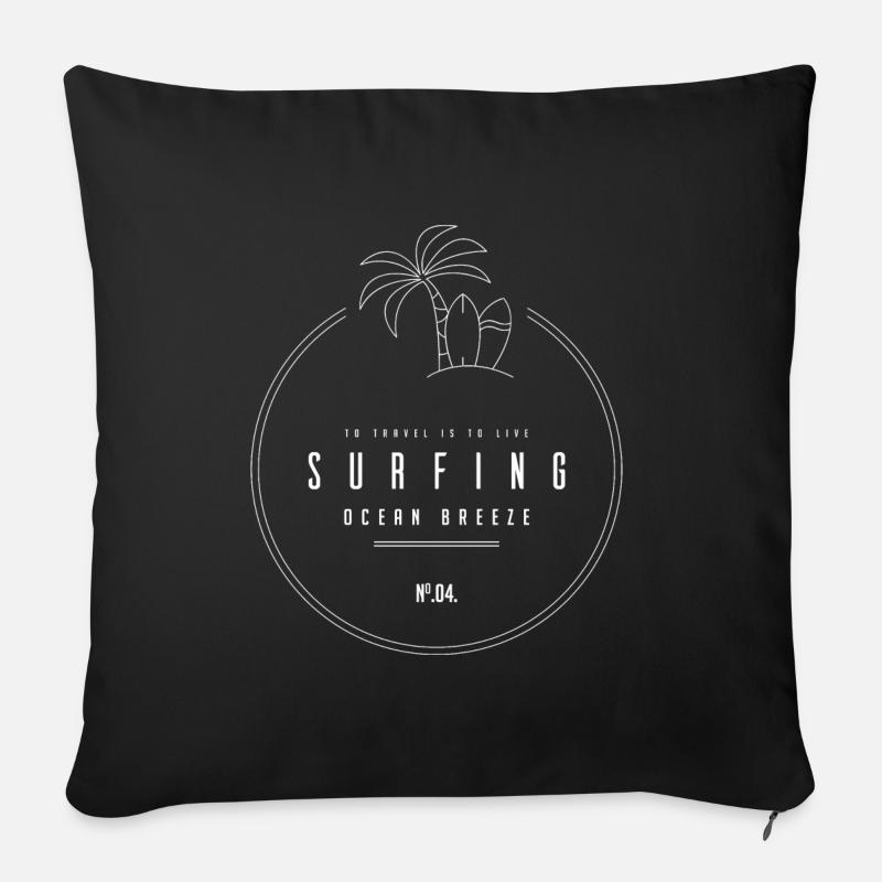 Surf Ocean Breeze I Surf dans la brise marine - Housse de coussin décorative 45 x 45 cm - noir