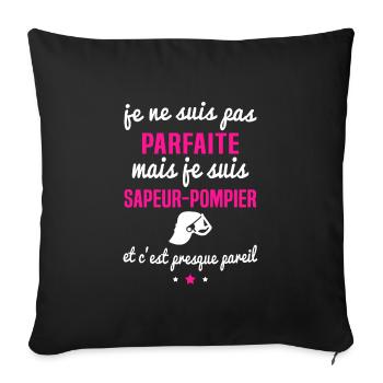 je suis sapeur pompier parfaite - Housse de coussin décorative 45 x 45 cm - noir - Devant