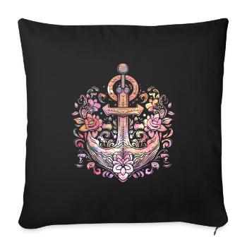 Anchor, Retro, Sea, Maritime, Tattoo Style, Symbol - Sofa pillowcase 17,3'' x 17,3'' (45 x 45 cm) - black - Front