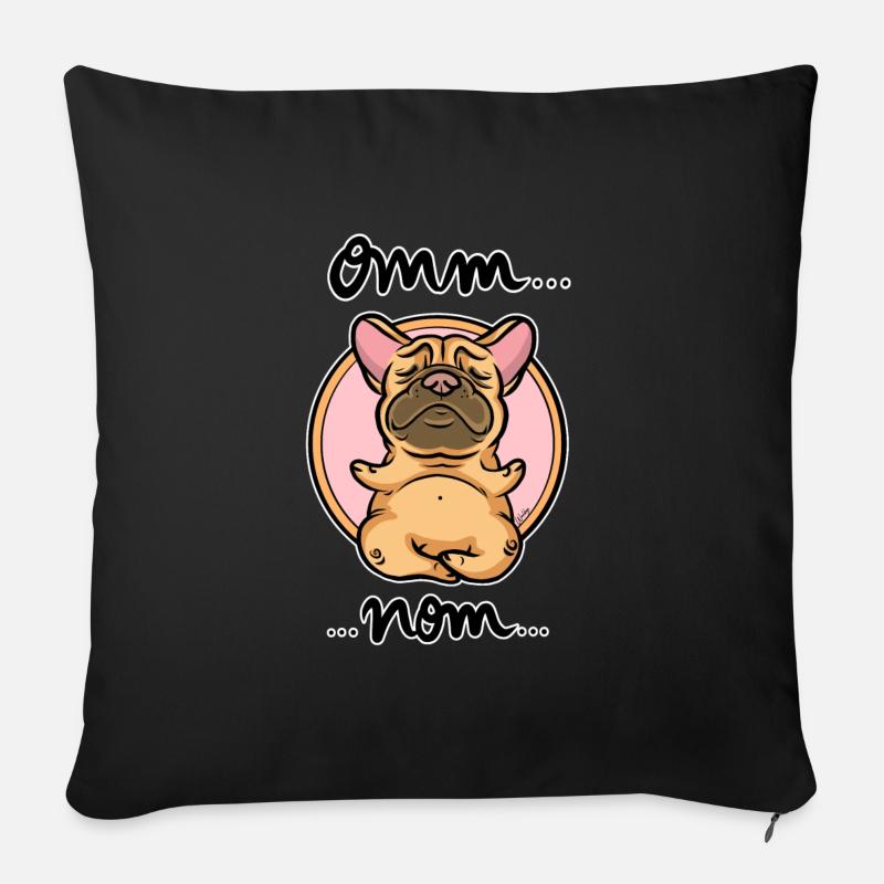 Omm nom Frenchie - Sofa pillowcase 17,3'' x 17,3'' (45 x 45 cm) - black