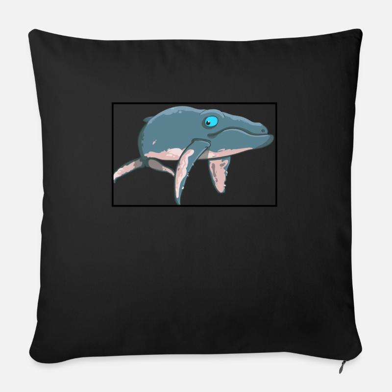 Buckelwal Wal T-Shirt - Sofakissenbezug 45 x 45 cm - Schwarz