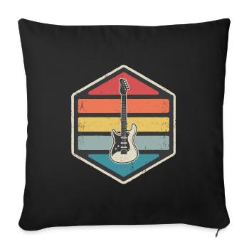 guitar rétro vintage - Housse de coussin décorative 45 x 45 cm - noir - Devant