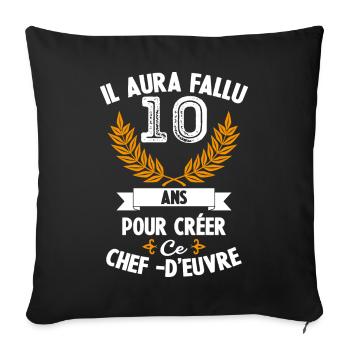 10 ans anniversaire 10 anniversaire cadeau 10 ans - Housse de coussin décorative 45 x 45 cm - noir - Devant