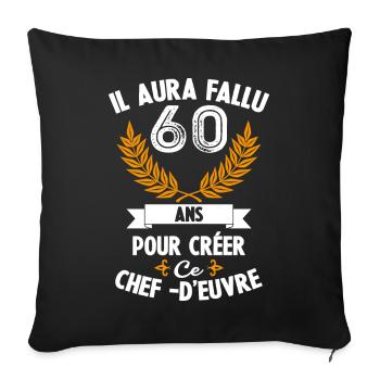 60 ans anniversaire 60 anniversaire cadeau 60 ans - Housse de coussin décorative 45 x 45 cm - noir - Devant