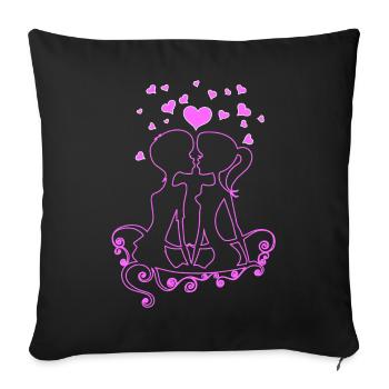 A proof of love of every day,Couple,Love - Sofa pillowcase 17,3'' x 17,3'' (45 x 45 cm) - black - Front
