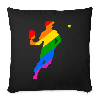 LGBTQ Pickleball - Housse de coussin décorative 45 x 45 cm - noir - Devant