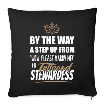 Tattooed Stewardess / Flugbegleiterin is the Best - Sofakissenbezug 45 x 45 cm - Schwarz - Vorne