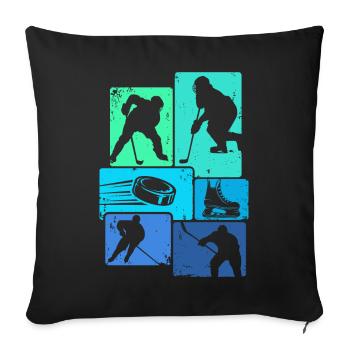 Hockey sur glace Hockey rétro Joueurs de hockey sur glace - Housse de coussin décorative 45 x 45 cm - noir - Devant
