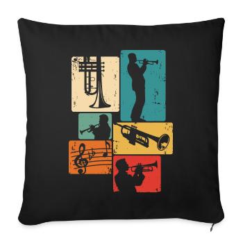 Trumpet Player Musician Trumpeter Orchestra - Sofa pillowcase 17,3'' x 17,3'' (45 x 45 cm) - black - Front
