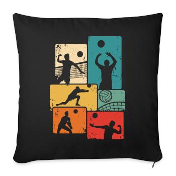 Volleyball Player Vintage Volleyball - Sofa pillowcase 17,3'' x 17,3'' (45 x 45 cm) - black - Front