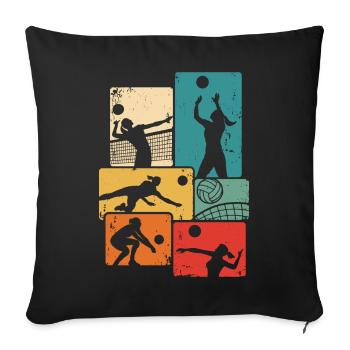 Volleyball Player Vintage Volleyball - Sofa pillowcase 17,3'' x 17,3'' (45 x 45 cm) - black - Front